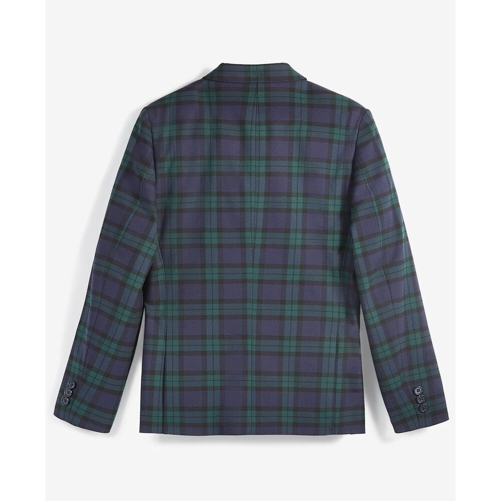 B by Brooks Brothers Youth Plaid Double-Breasted Bamherst Suit Jacket Navy/Green - Picture 2 of 6